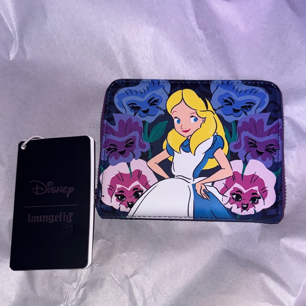 Disney Loungefly Blue and Purple Wallet with Pegasus and Floral Design